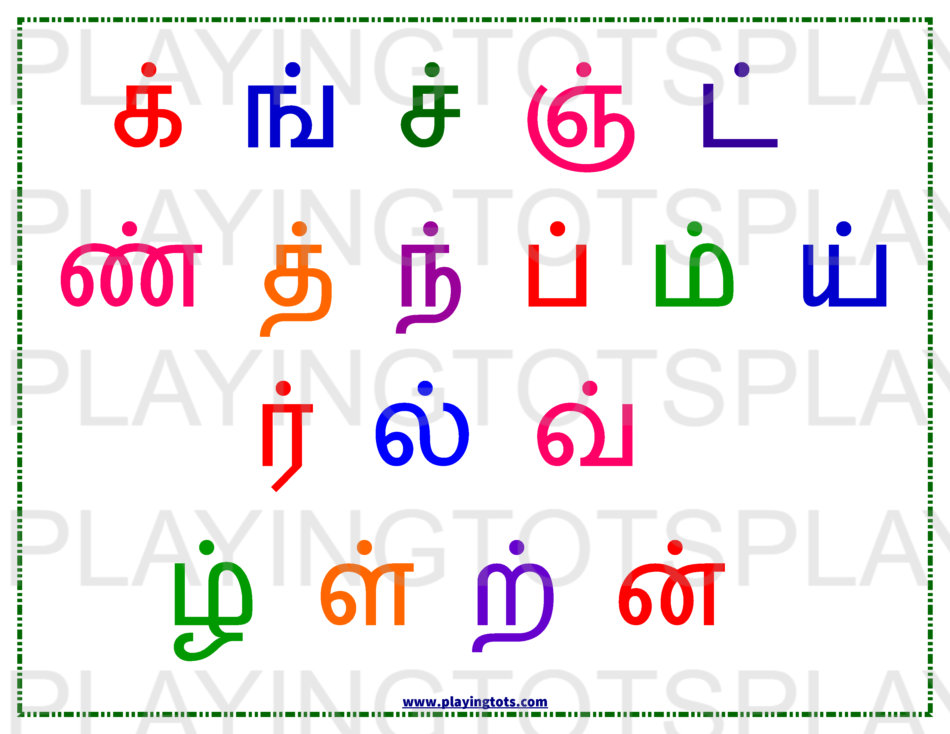 Tamil Alphabets Chart Printable