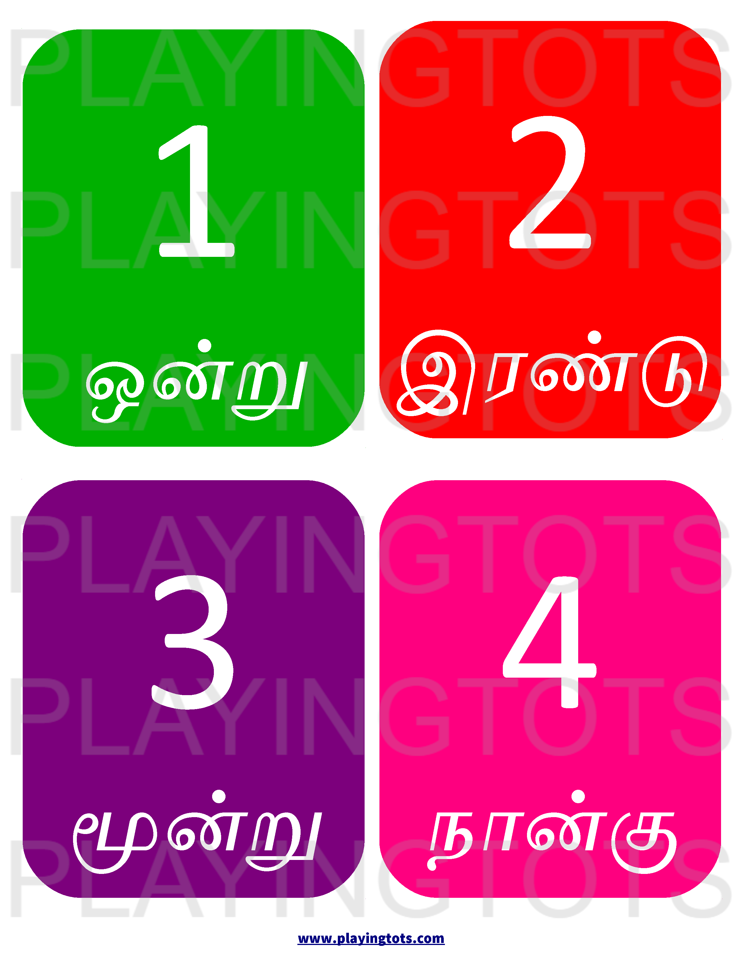 TAMIL Numbers in Words Counting Flashcards Learn Tamil -  Sweden